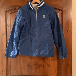 Vintage Kids Blue Raincoat with Embroidered Design